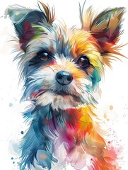 Sticker - Colorful Watercolor Portrait of a Small Dog