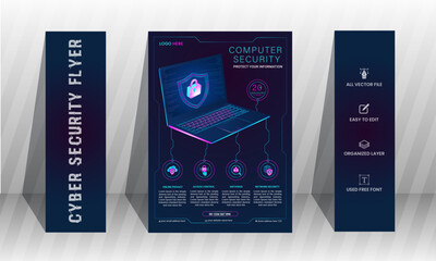 Wall Mural - Cyber security flyer design template,advance Cyber security flyer.