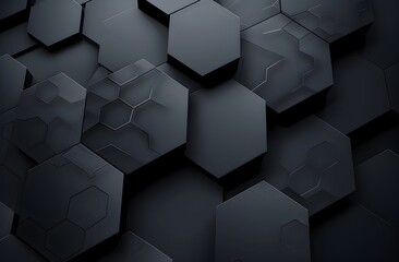 Poster - Dark grey background with hexagonal grid pattern for technology or car theme design, high resolution vector