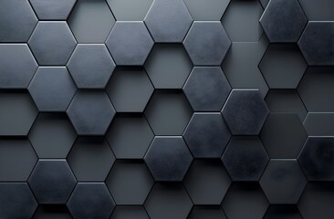 Poster - Dark grey background with hexagonal grid pattern for technology or car theme design, high resolution vector