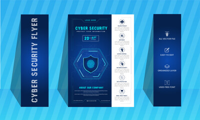 Wall Mural - Cyber security flyer design template,advance Cyber security flyer.