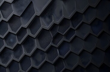 Poster - Dark grey background with hexagonal grid pattern for technology or car theme design, high resolution vector