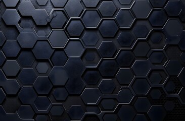 Poster - Dark grey background with hexagonal grid pattern for technology or car theme design, high resolution vector