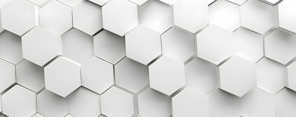 Poster - White background with a geometric pattern, a seamless repeating pattern, a white color scheme, white hexagon shapes, a minimalist design, a flat vector illustration, high resolution, high definition, 