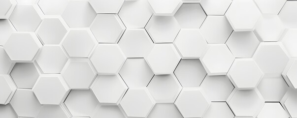 Poster - White background with a geometric pattern, a seamless repeating pattern, a white color scheme, white hexagon shapes, a minimalist design, a flat vector illustration, high resolution, high definition, 