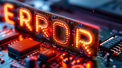 Poster - glowing error message on circuit board due to technical difficulties in processing visual data - tro