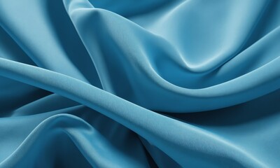 Wall Mural - Abstract background of crumpled blue satin fabric texture