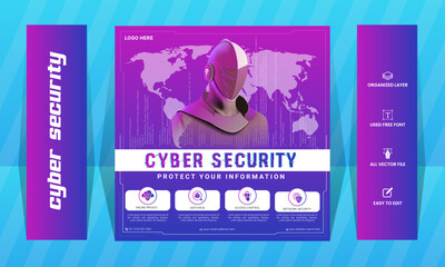 Wall Mural - Cyber security mordent social media ads design template