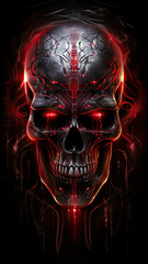 Wall Mural - Red Bio Mech Digital Skull 