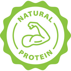 green natural protein outline icon round rounded circle badge stamp label isolated on transparent ba