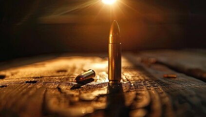 Close-Up of Ammunition in Dramatic Lighting