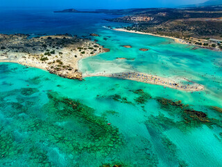 Canvas Print - Aerial view of Elafonisi beach, Crete, Greece