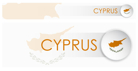 Wall Mural - Cyprus flag horizontal web banner in modern neomorphism style. Webpage Cyprus country header button for mobile application or internet site. Vector