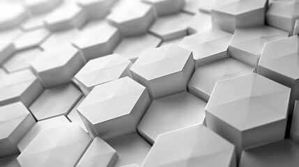 Wall Mural - Abstract White Hexagonal Pattern with 3D Depth and Texture