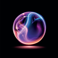 Poster - vector. technological abstract 3d background. bright transparent fiery sphere made of plasma. specta