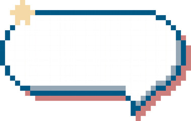 Fototapete - 8bit retro game pixel art speech bubble balloon with star, icon sticker memo keyword planner text bo