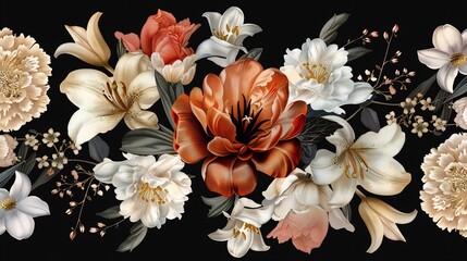 Wall Mural - Vibrant Floral Arrangement with Rich Colors and Delicate Textures