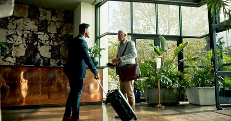 Aufkleber - Handshake, onboarding and client welcome with management or meeting with travel. Employee, hiring and shaking hands with b2b collaboration or recruitment with greeting and business staff at airport
