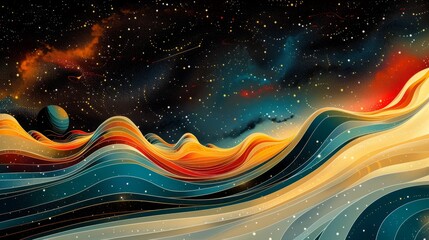 Leinwandbilder - Abstract space background with planet and stars.