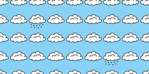 Poster - cloud seamless pattern rain sky vector cartoon doodle scarf isolated tile background gift wrapping paper repeat wallpaper illustration design