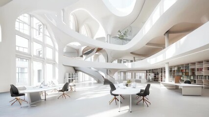 Aufkleber - Futuristic office white interior design