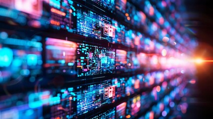 Poster - Stylish digital abstract background featuring vibrant circuits and glowing lights, perfect for technology and innovation themes.