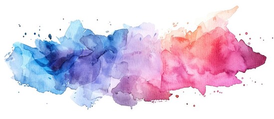 Aufkleber - Watercolor stain on a blank white background with a brush painted image on paper and dried suitable as a copy space image