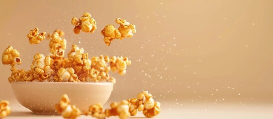 Poster - A delightful snack made from popped corn coated in sweet caramelized syrup shown in a copy space image