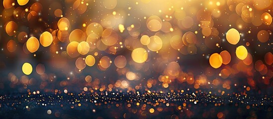 Wall Mural - Abstract golden lights and bokeh on a dark backdrop creating a festive New Year or Christmas themed copy space image