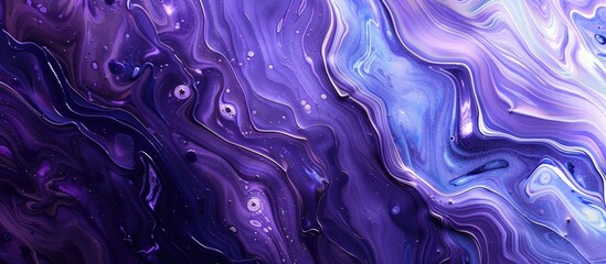 Aufkleber - Swirling patterns of purple and blue paint creating an abstract design with copy space image