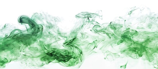 Poster - Green smoke billowing over a white background showcasing the motion of the green smoke in a captivating copy space image