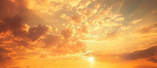 Aufkleber - Captivating orange sunset clouds in the background with toning and room for copy space image
