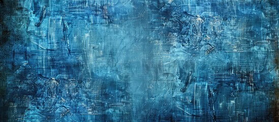 Poster - Grunge background with a blue canvas texture featuring copy space image