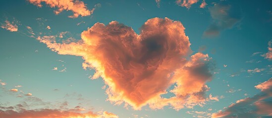 Poster - Heart shaped cloud resembling a symbol of love and Valentine s Day against a beautiful sky perfect for romantic imagery with copy space image