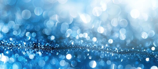 Poster - Blue toned abstract background from sparkling water with white copy space image