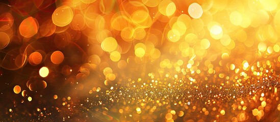 Poster - Vibrant blurred background with festive colors for Christmas design featuring a unique gold backdrop with defocused golden sparkles for a New Year celebration copy space image