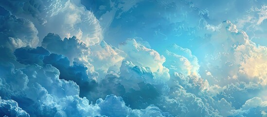Aufkleber - A dramatic sky filled with stormy clouds in varying shades of blue creating a natural and captivating copy space image