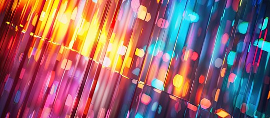 Poster - Detailed framed distorted full frame view through glass rods of a vibrant well lit space with copy space image