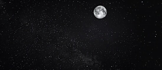 Poster - Ample room in the black night sky with a bright full moon suitable for a copy space image