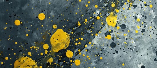 Poster - grey surface with prominent yellow spots creating a dynamic scene in the copy space image