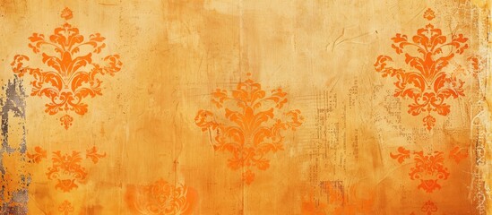 Leinwandbilder - Vintage orange pattern on old book cover paper creates an empty canvas with copy space image on the blank background