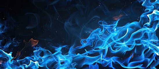 Sticker - Realistic blue fire image with a flame border providing a black background with copy space