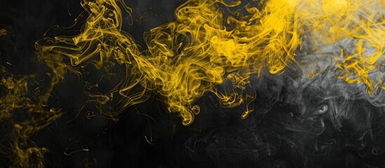 Poster - Black background with yellow steam capturing attention featuring copy space image