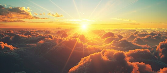 Poster - Sunset reflects on clouds creating a picturesque copy space image