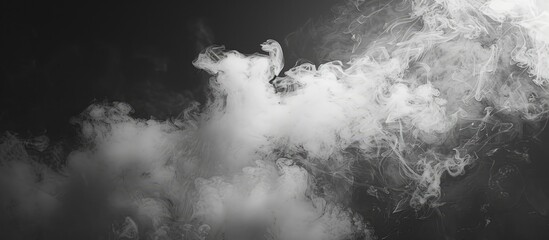 Poster - An abstract art piece featuring white smoke against a dark backdrop symbolizing the concept of darkness with copy space image