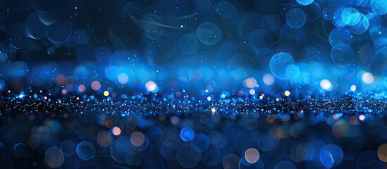 Poster - Abstract blue bokeh lighting for a copy space image backdrop