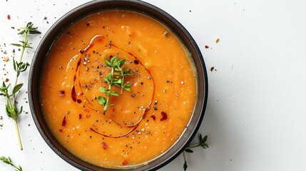 Wall Mural - Creamy Pumpkin Soup with Thyme and Pepper