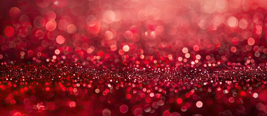 Poster - blurry red glitter and bokeh create an abstract backdrop with copy space image