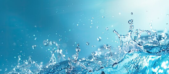 Aufkleber - Splash of water against a blue backdrop with copy space image