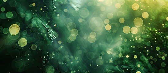 Poster - Green color abstract bokeh background with copy space image
